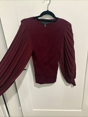 Balloon sleeve ribbed sweater